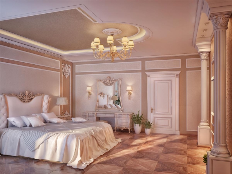 Спальня с классическим оформлением стен  - Жилой интерьер в поселке Дударево, г. Тюмень