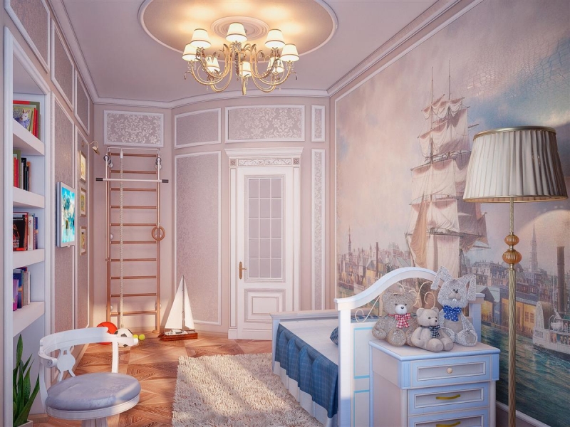 Детская комната с росписью на стене - Жилой интерьер в поселке Дударево, г. Тюмень
