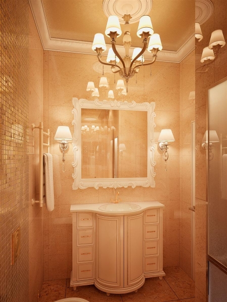 Ванная комната с керамогранитом на стене - Жилой интерьер в поселке Дударево, г. Тюмень