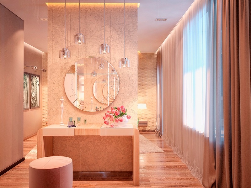 Туалетный столик в спальне - Дизайн интерьера квартиры на ул. Василия Гольцова г. Тюмень (126 м2)