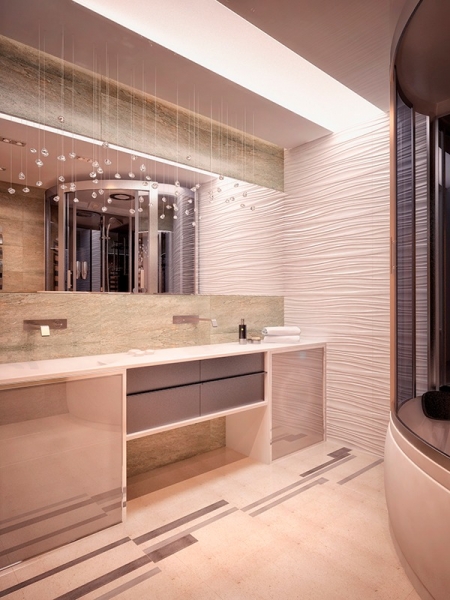 Ванная с 3D панелями - Дизайн интерьера квартиры на ул. Василия Гольцова г. Тюмень (126 м2)