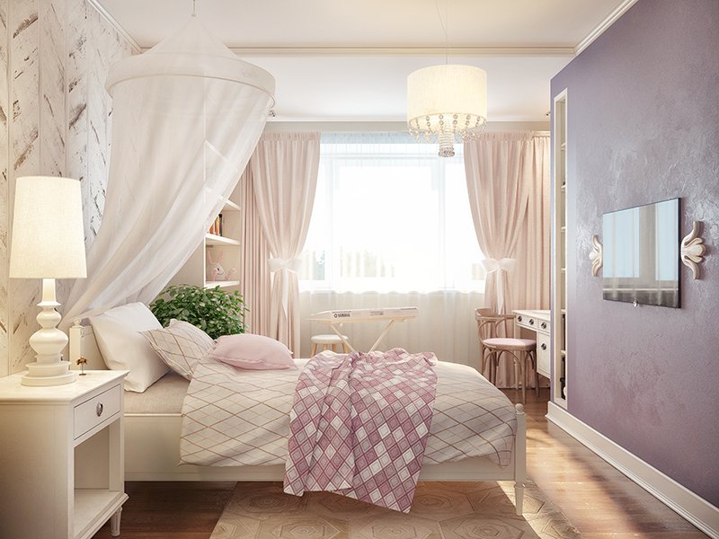 Балдахин над кроватью в детской комнате - Дизайн интерьера квартиры г. Сургут 116 кв. м.