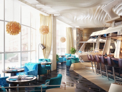 Дизайн интерьера кафе «Saint Tropez»  440 кв. м.