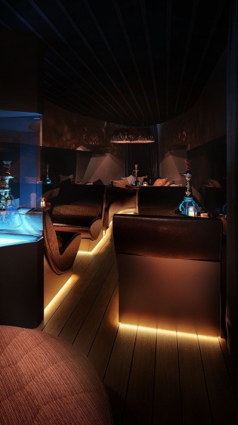 Светодиодная подсветка - Дизайн интерьера кафе «Saint Tropez»  440 кв. м.