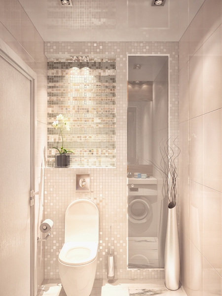 Сочетание мозаики и плитки в ванной - Жилой интерьер в современном стиле по ул. проезд Заречный г. Тюмень 86 кв. м.