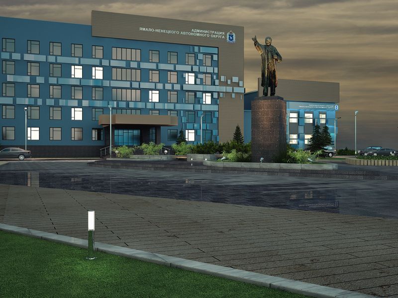 Скульптура Ленина - Ландшафтный проект г. Салехард, ул. Республики 72.