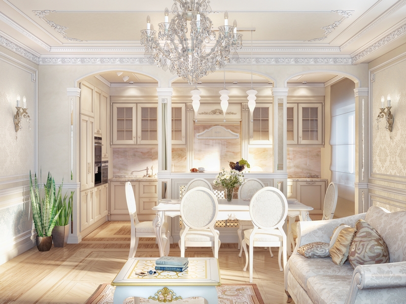 Кухня-гостиная в классическом стиле - Дизайн интерьера коттеджа Патрушева, ул. Зеленая