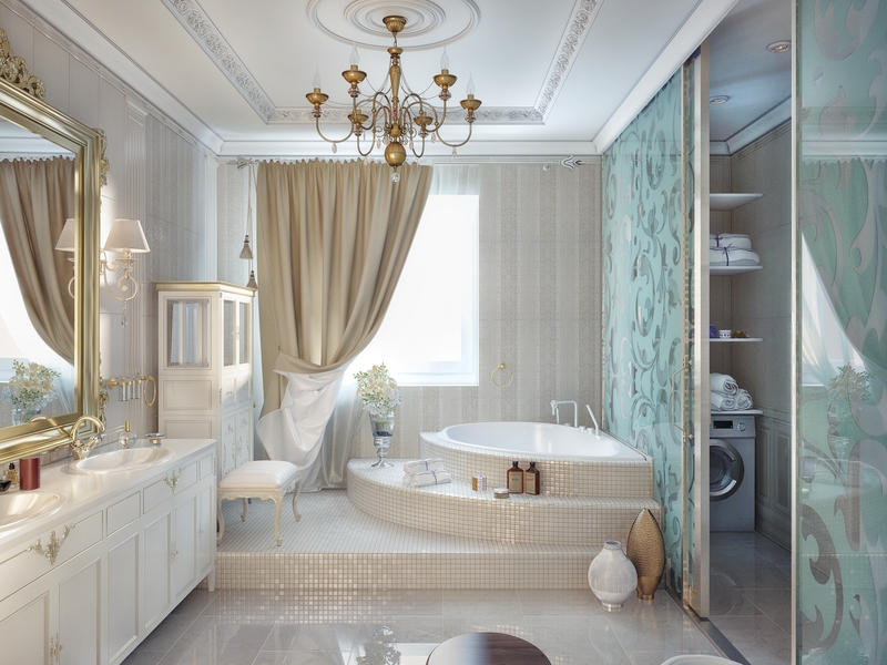 Ванная в классическом стиле - Дизайн интерьера коттеджа Патрушева, ул. Зеленая