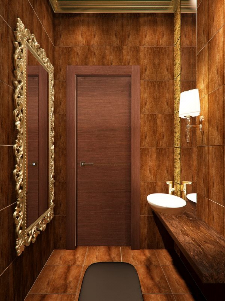 Зеркало в багете в туалетной комнате - Дизайн интерьера таунхауса на ул.Барнаульская г. Тюмень