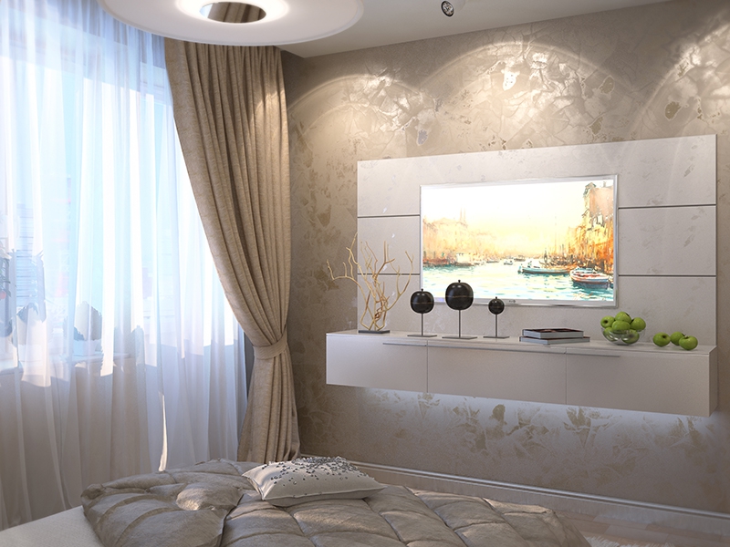 Тв зона в спальне - Дизайн интерьера квартиры г. Нижневартовск, ХМАО-Югра