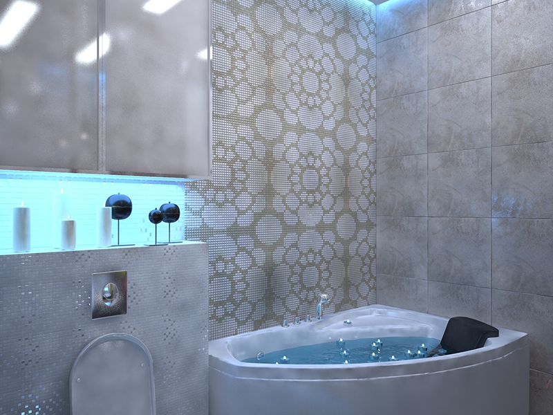 Художественная мозаика в ванной комнате - Дизайн интерьера квартиры г. Нижневартовск, ХМАО-Югра