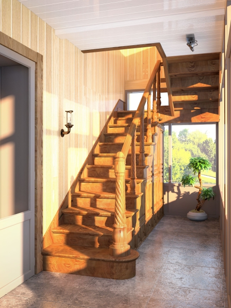 Деревянная лестница - Дизайн интерьера загородного дома п. Гузенеевский, г. Тюмень