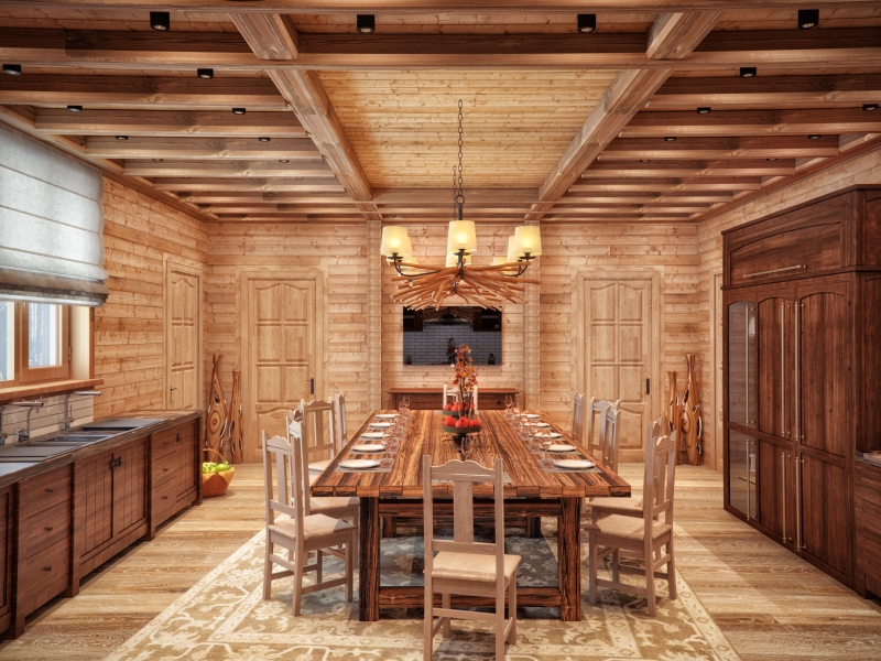 Дизайн интерьера деревянного жилого дома в стиле шале