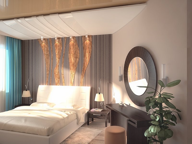 Спальня с декоративным панно на стене - Квартира в жилом комплексе «Солнечный остров» #2