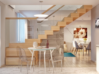 Дизайн интерьера двухуровневой квартиры, ул.Самарцева