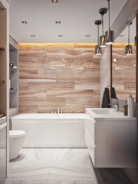 Хозяйская ванная в современном стиле - Дизайн интерьера квартиры, Европейский мкрн
