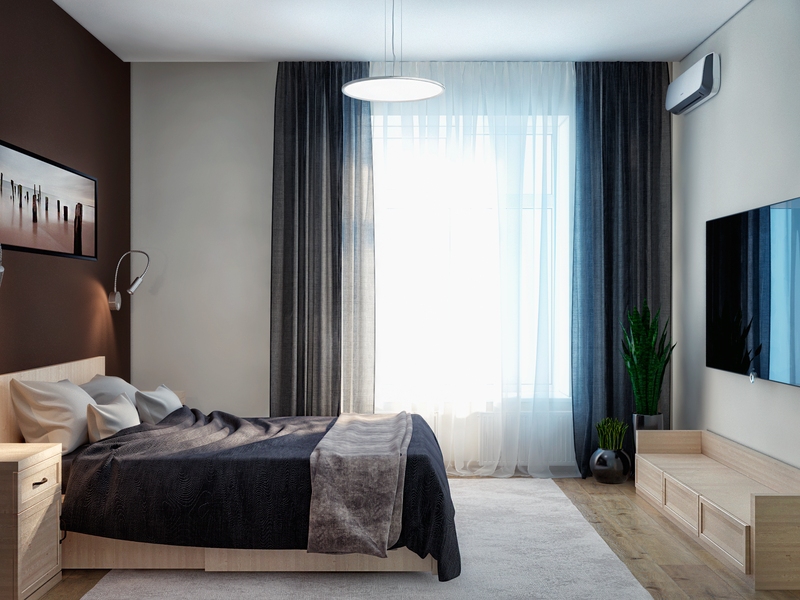 Гостевая спальня с черными шторами - Дизайн интерьера квартиры, ул. 25 лет Октября