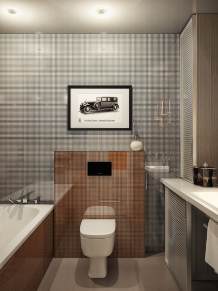 Ванная комната для мужчины-серый цвет в ванной - Дизайн интерьера квартиры, Червишевский тракт