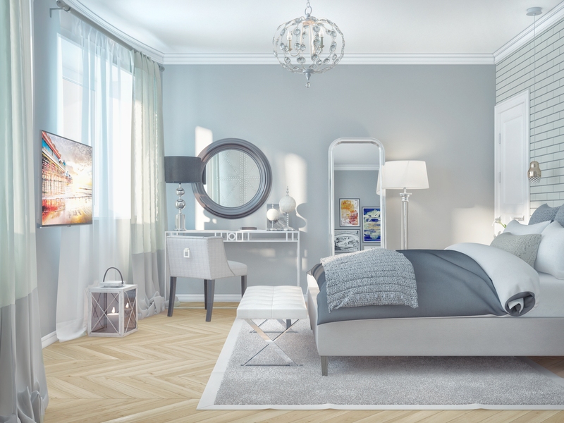 Спальня в серых тонах с мебелью от Eichholtz - Дизайн интерьера квартиры ул. М.Горького