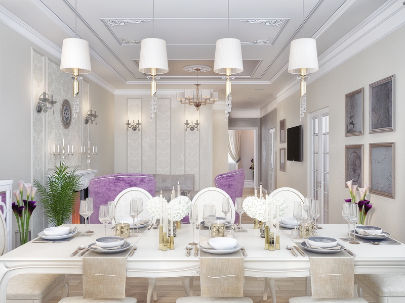 Гостиная с обеденным столом для большой семьи - Дизайн дома для двух семей, Комарово