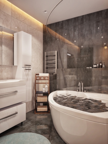 Контрастная плитка для отделки ванной - Дизайн квартиры, ЖК Олимпия