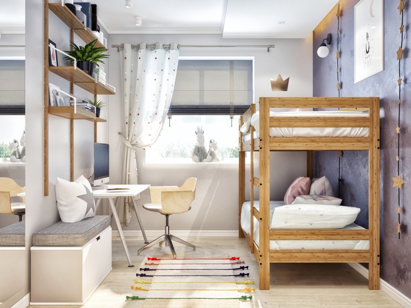 Дизайн детской комнаты с двумя спальными местами - Дизайн небольшой квартиры, г. Тюмень, ул.Революции