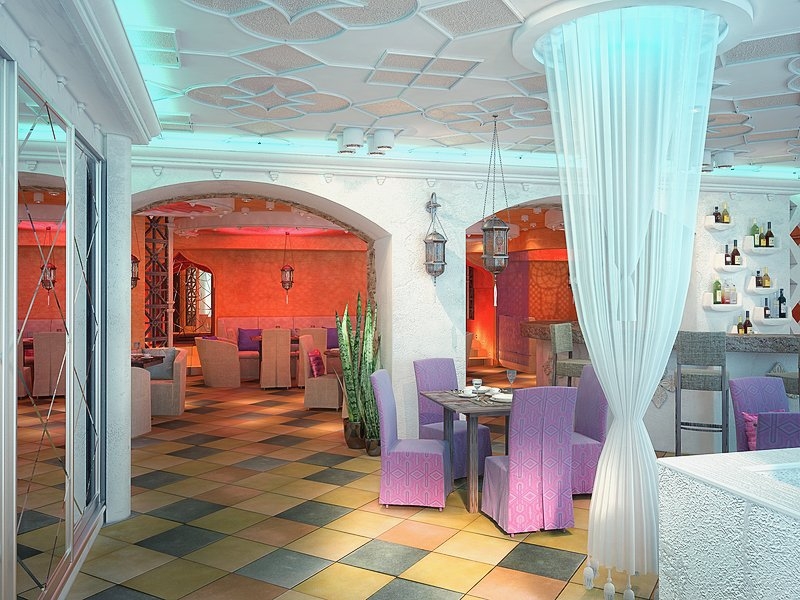 Декоративный потолок - Дизайн интерьера кафе «Маракеш»