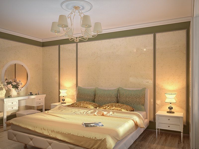 Спальня с декоративной штукатуркой на стенах - Дизайн интерьера квартиры г. Салехард ул. Свердлова