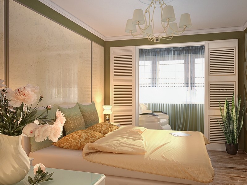 Спальня, совмещенная с лоджией - Дизайн интерьера квартиры г. Салехард ул. Свердлова