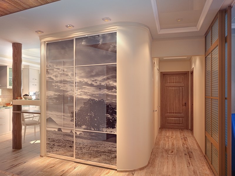 Холл с фотопечатью на дверях системы-купе - Дизайн интерьера квартиры г. Салехард ул. Свердлова