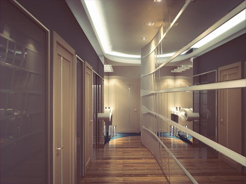 Коридор с двухуровневым светом - Дизайн интерьера квартиры г. Тюмень ул. Артамонова