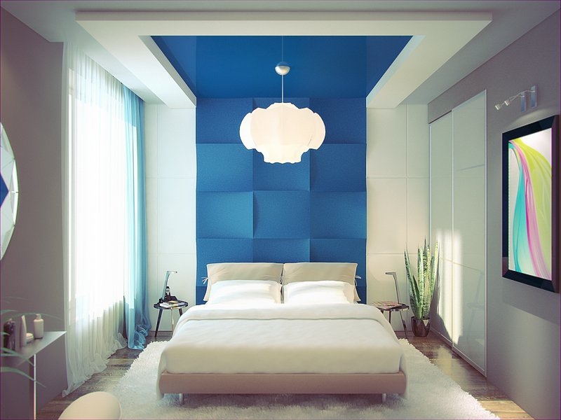Спальня с декоративными панелями у изголовья кровати - Дизайн интерьера квартиры г. Тюмень ул. Артамонова
