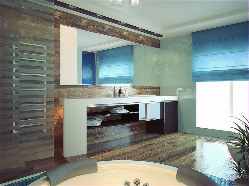 Ванная комната с декоративными панелями  - Дизайн интерьера квартиры г. Тюмень ул. Артамонова