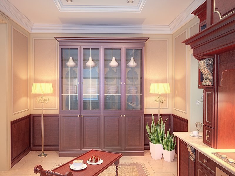 Кухня со стеновыми панелями из дерева - Дизайн интерьера квартиры г. Тюмень ул. Логунова