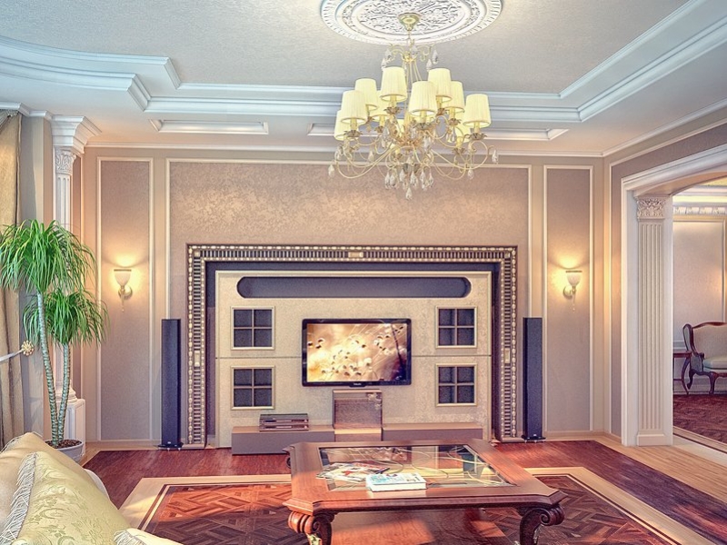 Гостевая комната с необычной нишей для телевизора - Дизайн интерьера квартиры г. Тюмень ул. Логунова