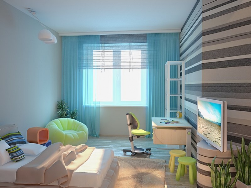 Детская комната с необычной геометрией стен - Дизайн интерьера квартиры г. Тюмень ул. Пржевальского