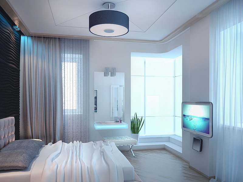 Спальня с угловым окном - Дизайн интерьера квартиры г. Тюмень ул. Пржевальского