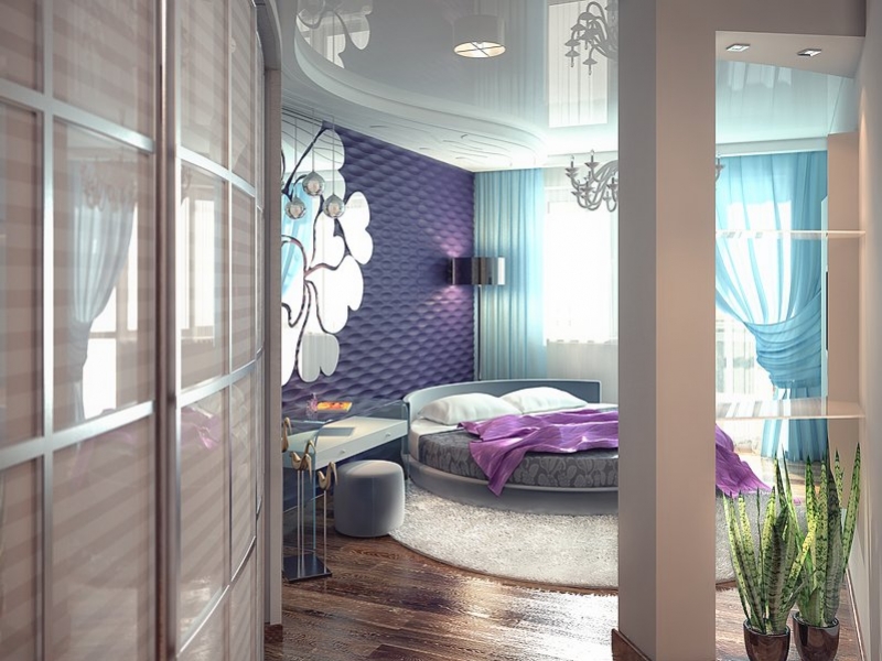 Спальня со встроенным шкафом - Дизайн интерьера квартиры г. Тюмень ул. Челюскинцев