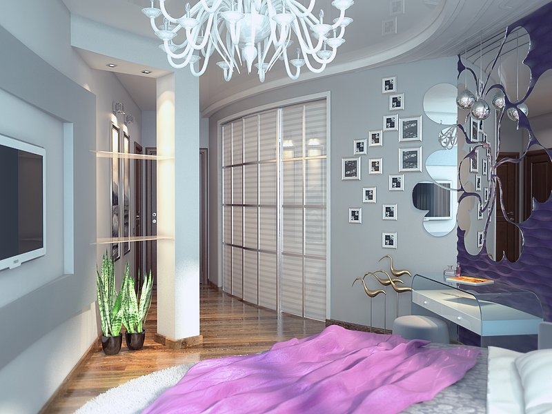 Спальня с нишей для телевизора - Дизайн интерьера квартиры г. Тюмень ул. Челюскинцев