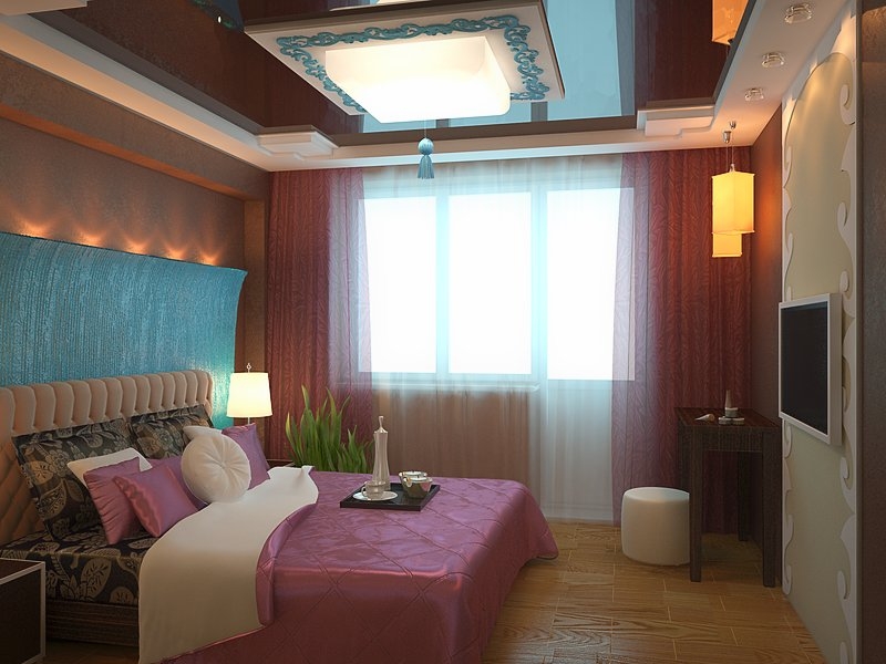 Спальня с декоративными элементами на стенах  - Дизайн интерьера квартиры г. Тюмень ул. Широтная ТДСК