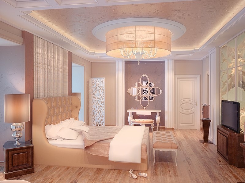 Спальня с кожаной кроватью - Дизайн интерьера квартиры г. Тюмень ул. Ямская