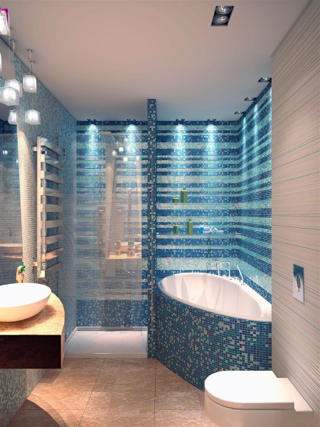 Ванная комната с мозаикой  - Дизайн интерьера квартиры на ул. Богдановича г. Тюмень