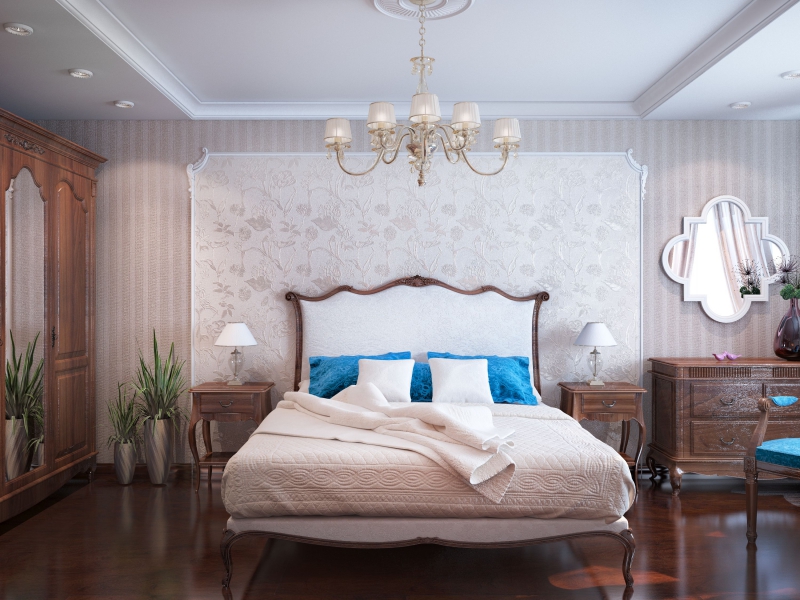 Спальня в классическом стиле с темной мебелью - Дизайн интерьера квартиры на ул. Широтная, г. Тюмень 90 кв. м.