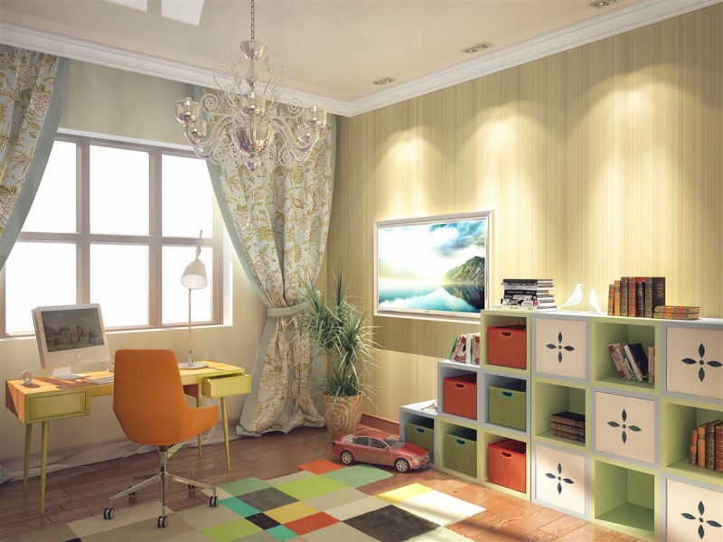 Детская комната с функциональным стеллажом - Дизайн интерьера и благоустройство территории в посёлке Ушаково 200 кв. м.
