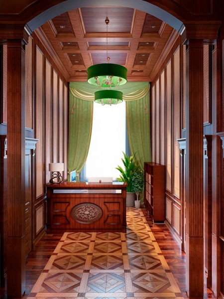 Декоративные ниши на потолке - Кабинет руководителя с прилегающими к нему помещениями в двух вариантах решения интерьера