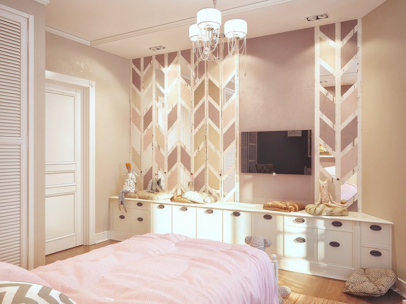Детская комната в пастельных тонах - Дизайн интерьера квартиры г. Сургут 116 кв. м.
