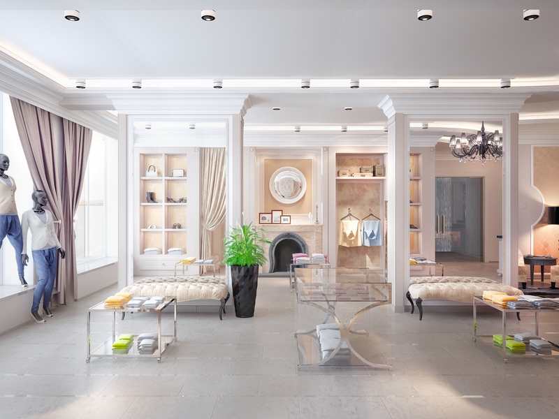 Керамогранит на полу в бутике - Бутик брендовой одежды «Montmartre» в комплексе «Паруса» 200 кв. м.