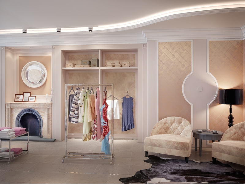 Имитация камина в бутике - Бутик брендовой одежды «Montmartre» в комплексе «Паруса» 200 кв. м.