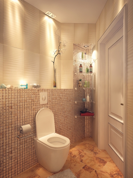 Ванная комната с нишей в стене - Дизайн интерьера квартиры г. Салехард