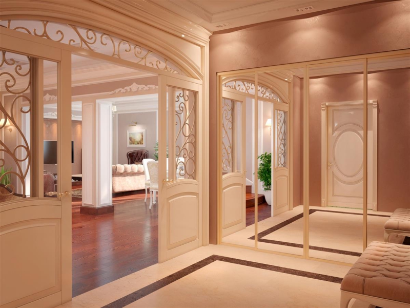 Раздвижные классические двери - Дизайн интерьера коттеджа в пос. Суходолье 180 кв. м.